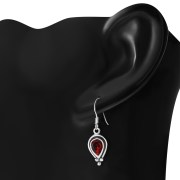 Ethnic Style Silver Earrings w Garnet CZ, e177